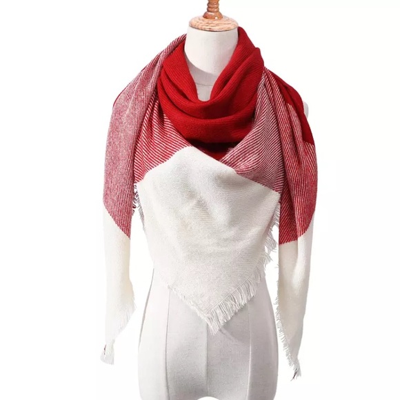 Accessories - Red White Fringe Scarf Shawl New OSU Oklahoma UGA